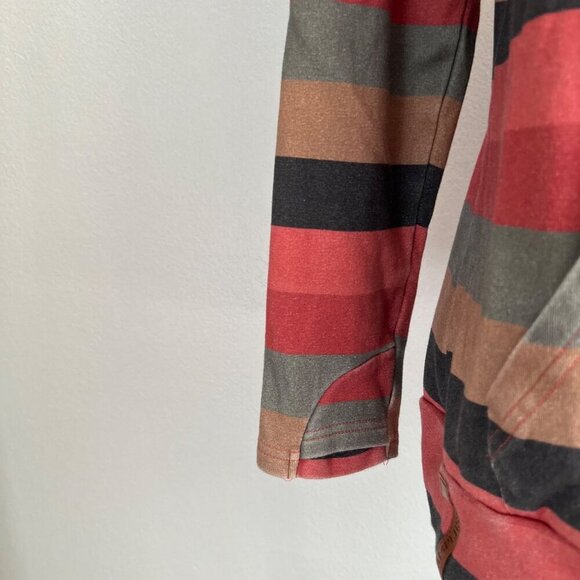 Ampersand Ave Striped Funnel Neck Pullover With Kangaroo Pocket XS - Picture 3 of 10